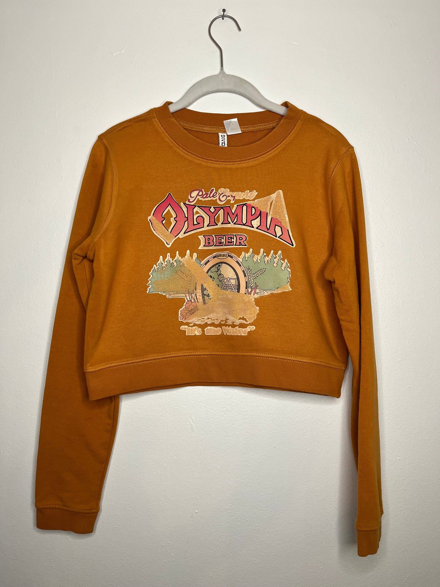 Olympia Beer Cropped Pullover Size Small