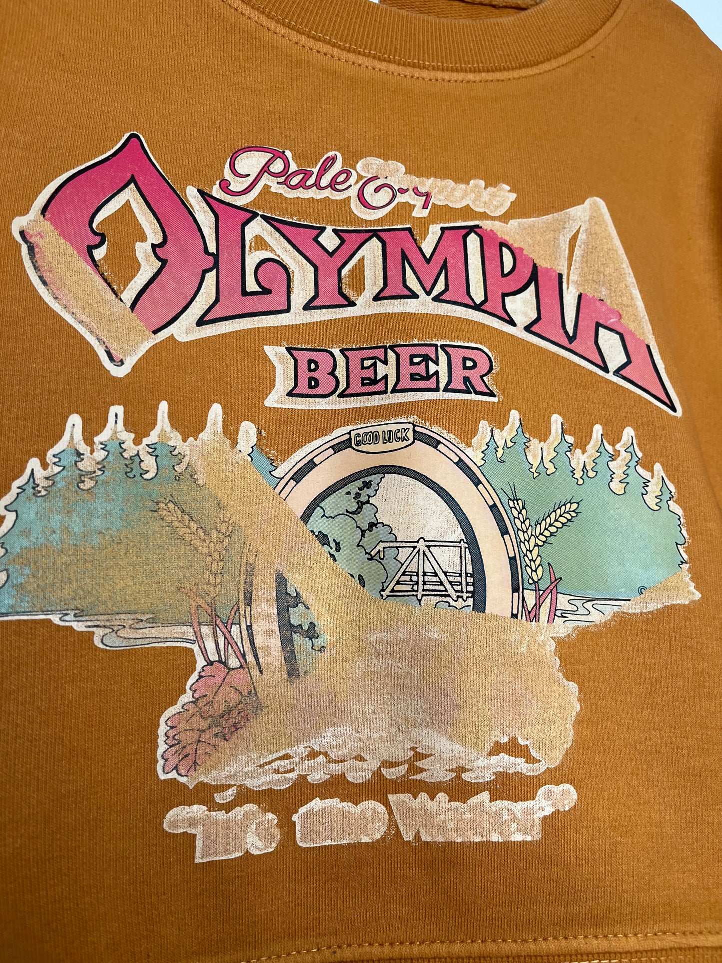 Olympia Beer Cropped Pullover Size Small