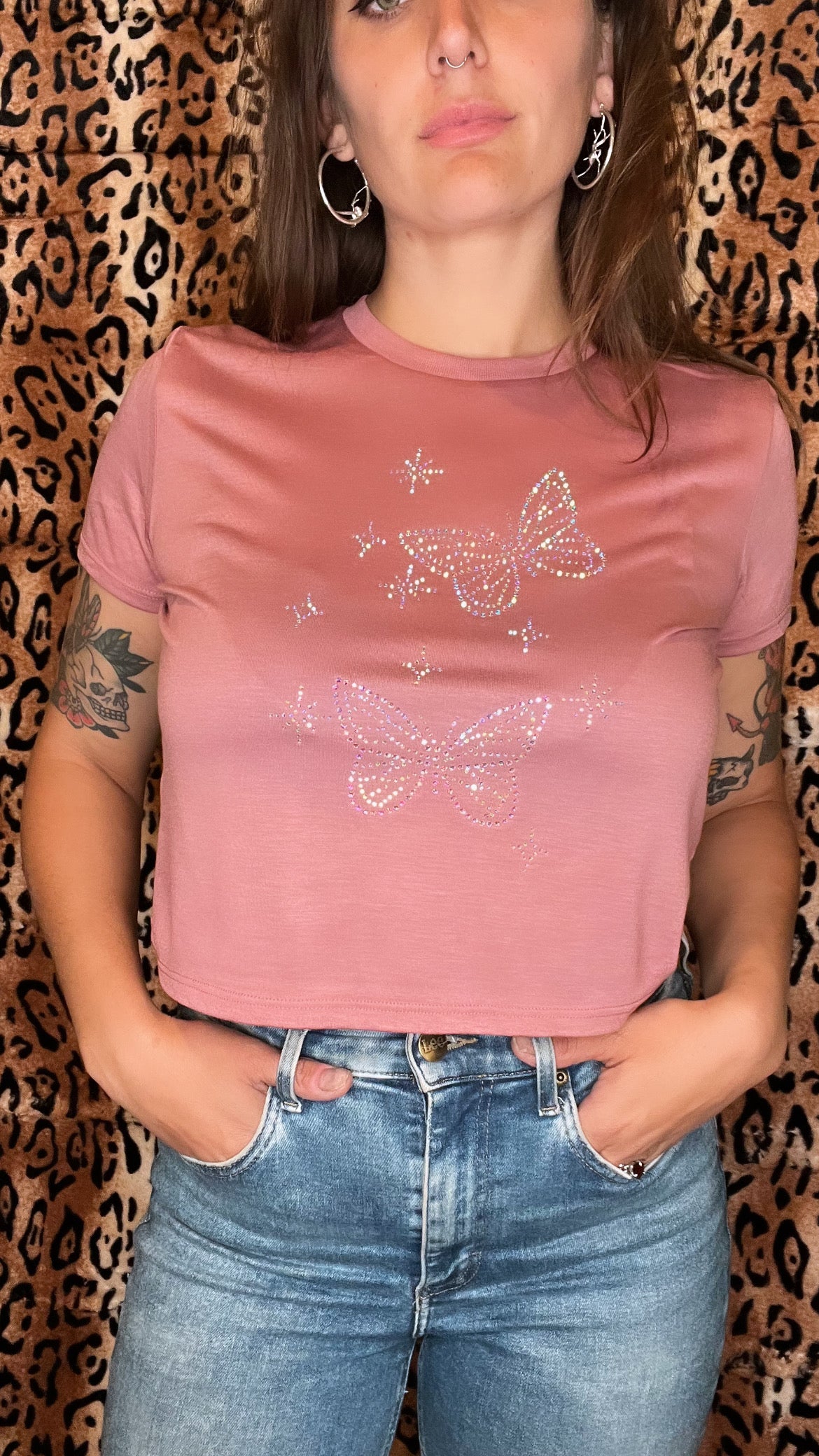 Butterfly Sleaze Rhinestone in Pink Small