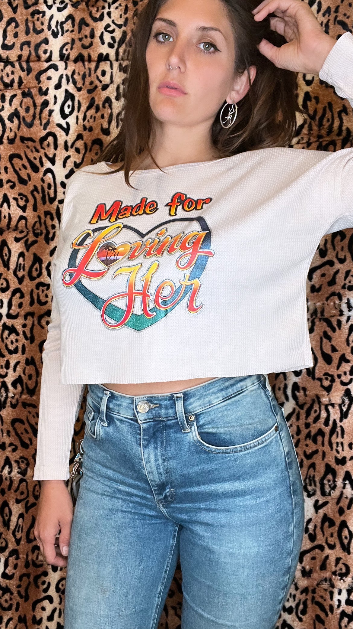Glitter, Loving Her Cropped Thermal Women's Boxy Small