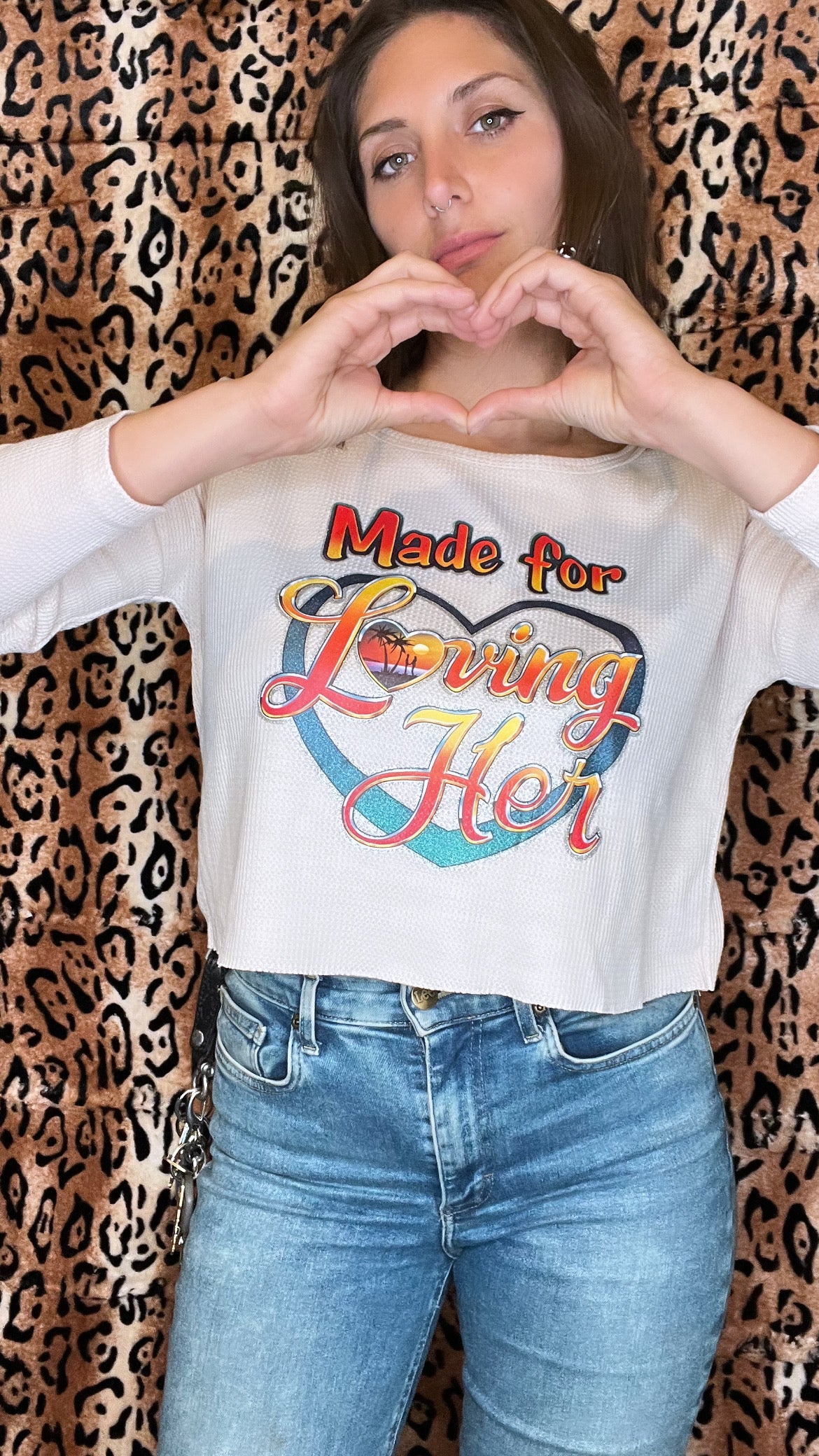 Glitter, Loving Her Cropped Thermal Women's Boxy Small