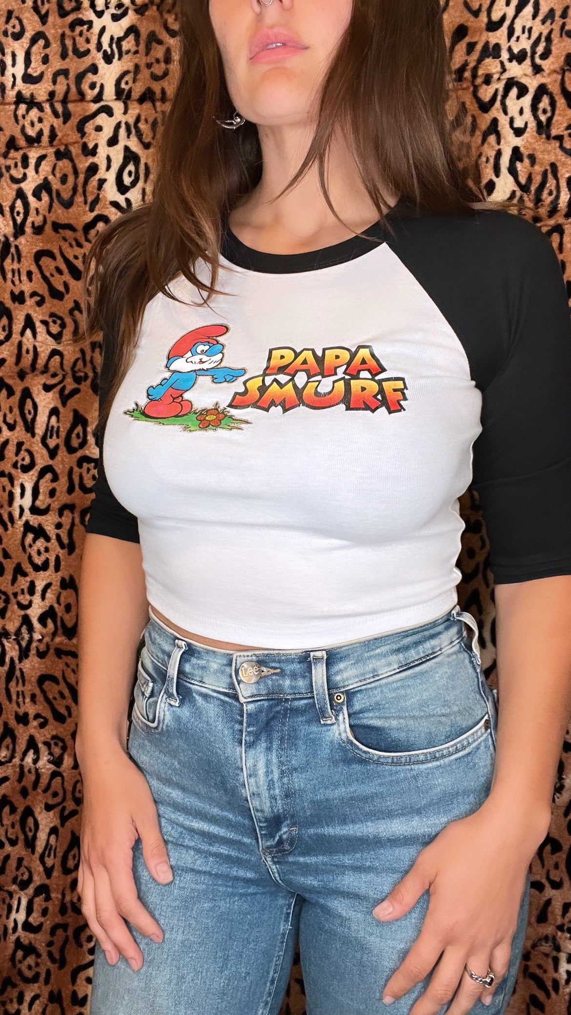 Glitter, Papa Smurf Women's XS Raglan