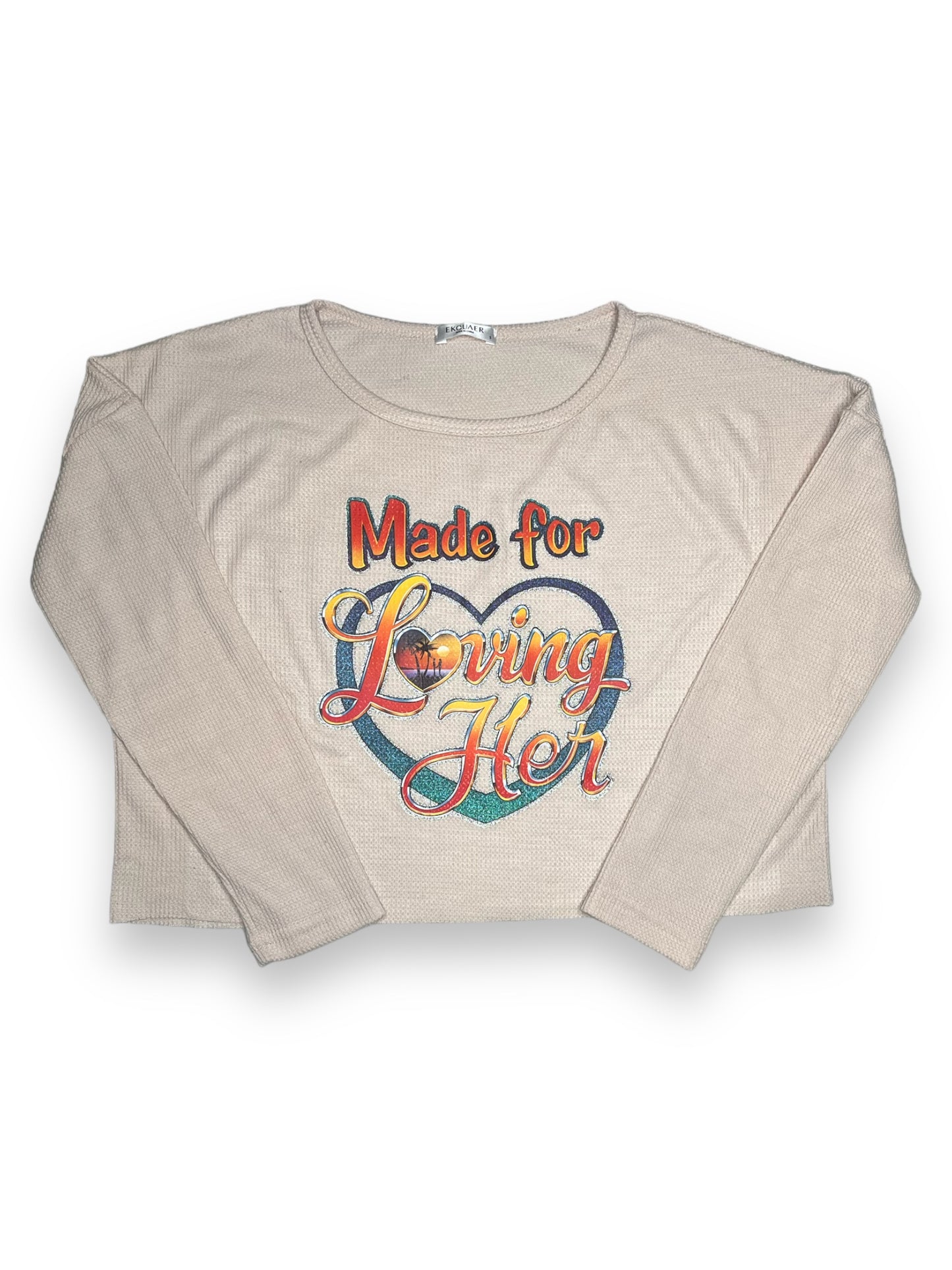 Glitter, Loving Her Cropped Thermal Women's Boxy Small