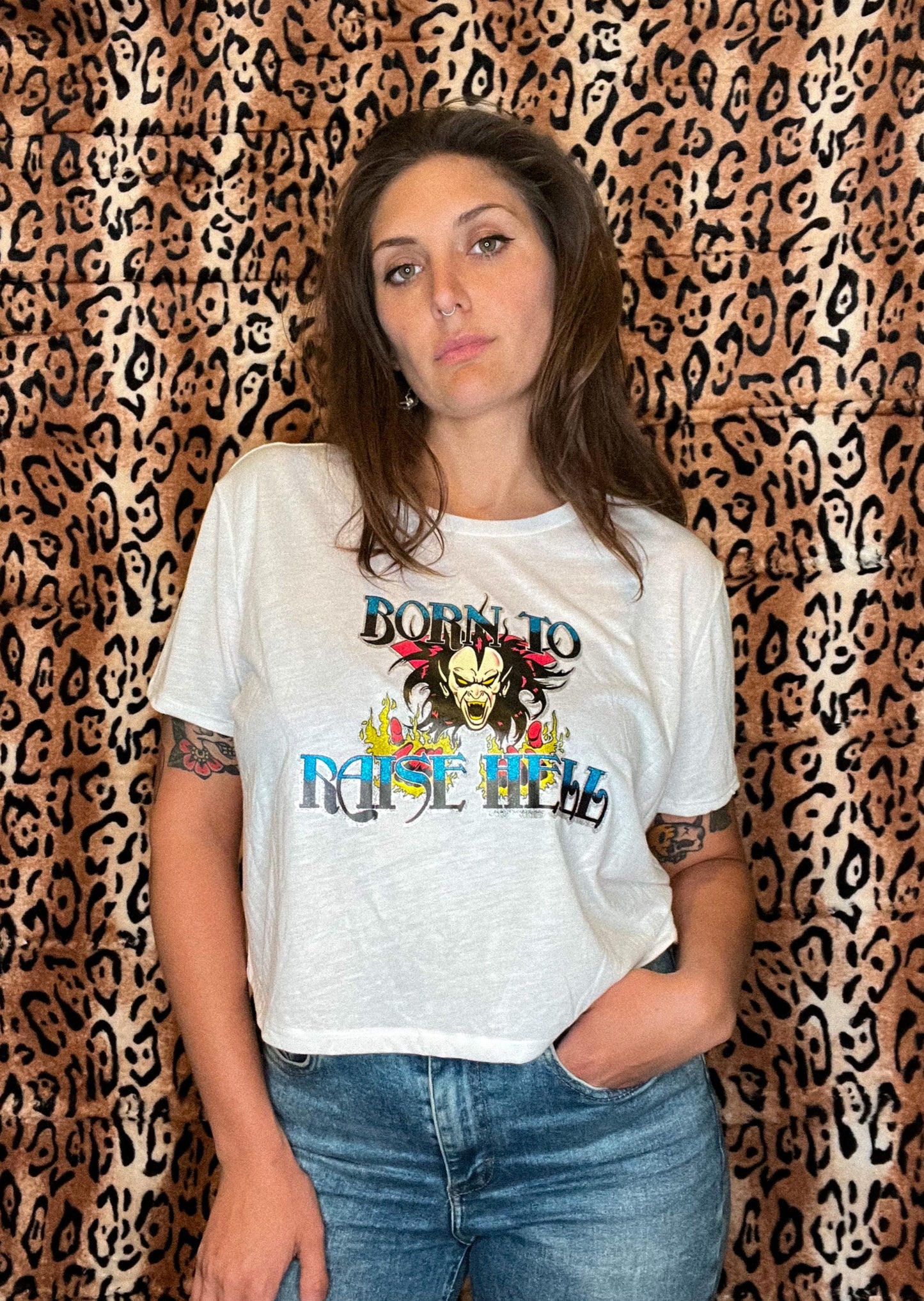 Born To Raise Hell Cropped Tee Loose