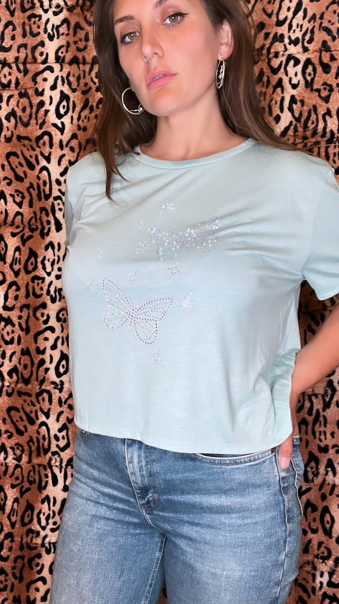 Butterfly Sleaze Rhinestone in Blue XL