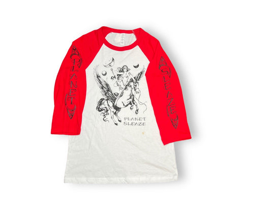 Warrior Babe on Red Raglan S