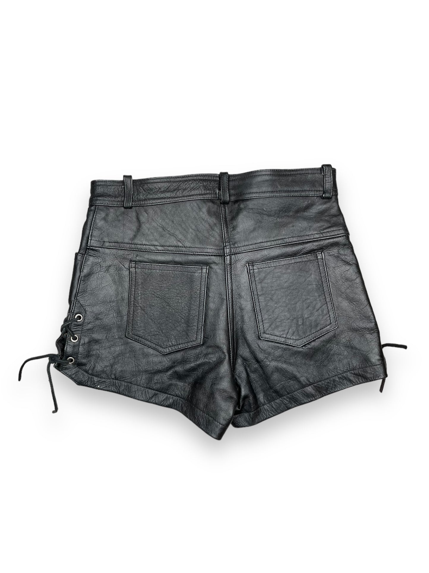 Leather Lace Up Shorts