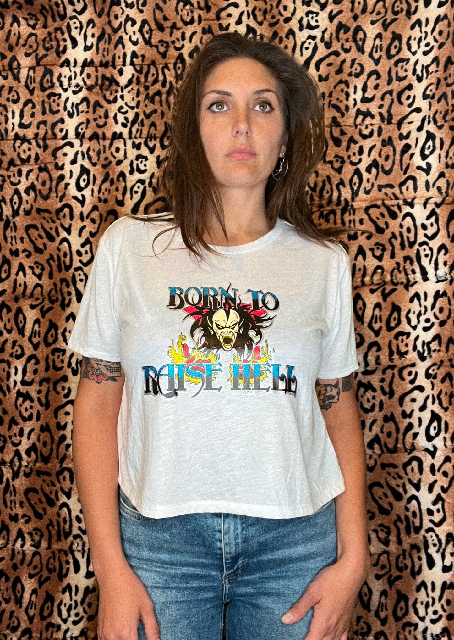 Born To Raise Hell Cropped Tee Loose